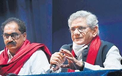 CPM general secretary Sitaram Yechury speaks during a media conference in Hyderabad on Sunday | R V K Rao