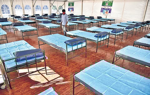 A make-shift Covid-19 ward set up in Chennai on Thursday, Jan 6, 2022. (Photo | EPS, P Jawahar)