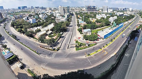 A bird’s-eye view of OMR Express IT corrdior on Sunday, Jan 9, 2022. (Photo | EPS, Ashwin Prasath)
