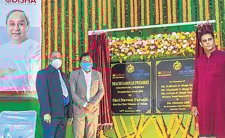 Foundation stone of Prachi Sarovar Premiere hotel at Khandagiri in Bhubaneswar