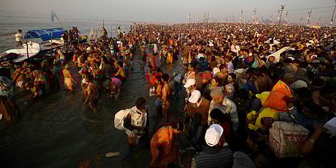 A ban has been imposed on devotees taking a dip in the Ganga in Haridwar and Rishikesh. (Photo | EPS)