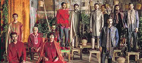 Models clad in ensembles from Tasva at The Brijrama Palace  Heritage Hotel.