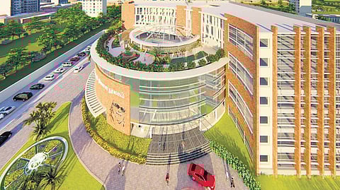 A model of the Kalaignar Memorial Library that will be constructed in Madurai