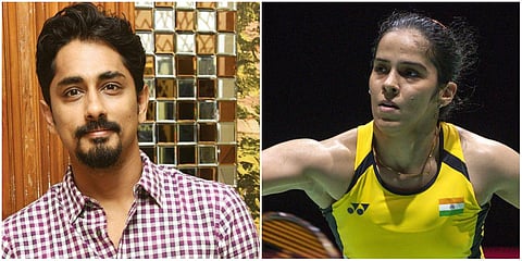 Actor Siddharth (L) and badminton player Saina Nehwal (File photo| AP and EPS)