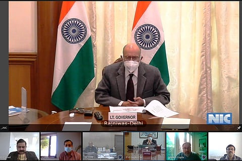 Lieutenant Governor Anil Baijal Chaired a meeting with VC, DDA and officials of NBCC.(Photo | Twitter)