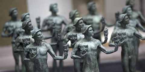 Finished solid bronze Actor statuettes are displayed during the 25th Annual Casting of the Screen Actors Guild Awards at American Fine Arts Foundry,.(File Photo |AP)
