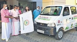 Agriculture Minister P Prasad flagging off the Tree Ambulance at the Secretariat