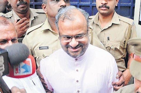 Bishop Franco Mulakkal coming out of the Pala sub-jail. (File photo| AP)