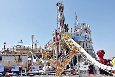 FILE - Oil extraction rig being constructed by MEIL