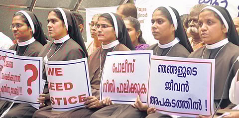 Colleagues of the victim protesting the laxity in probe in Kochi | File pic