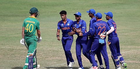 Indian U-19 team beat South Africa in their first game of the U-19 World Cup. (Photo | Twitter)