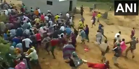 Villagers claim 40 protestors, including children and seniors, were injured as police baton-charged them. (Photo | ANI)