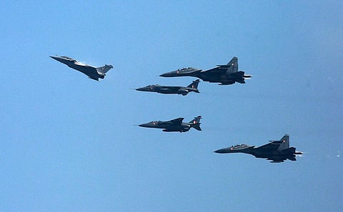 There will be a total of 39 fighter aircraft flying past -- 19 Jaguar, seven Rafale, seven Sukhoi, four MiG-29, and two MiG-29K. (Photo | Shekhar Yadav, EPS)