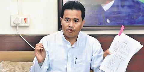 Manipur Minister Thongam Biswajit urged Congress MLA K Meghachandra to do politics based on facts and figures. (Photo | EPS)