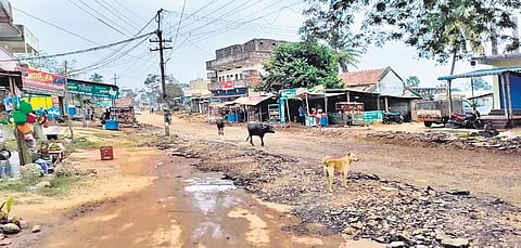 A shoddily filled trench on the stretch from Pasra to Narlapur on NH-163 to Medaram poses the danger of wheels of vehicles getting caught in the loose mud