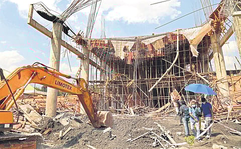 The Knowledge City building at Kaithapoyil in Kozhikode which collapsed on Tuesday | T P Sooraj