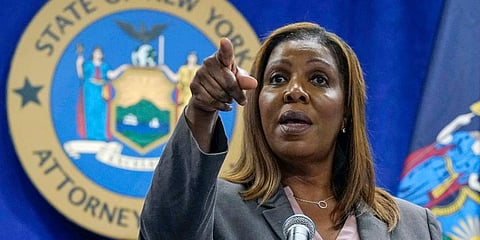 FILE - New York Attorney General Letitia James acknowledges questions from journalists at a news conference on May 21, 2021, in New York. (Photo | AP)