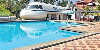 The swimming pool at the Akkulam Tourist Village. Due to spurt in Covid cases, the number of people hitting the pools haS decreased, leading  to closure of many pools |B P Deepu
