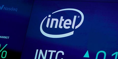 FILE - In this Oct. 1, 2019, file photo the symbol for Intel appears on a screen at the Nasdaq MarketSite, in New York. (Photo | AP)