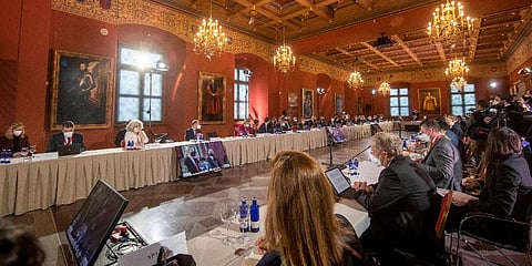 A general view of the Conference on Border Management at the Palace of the Grand Dukes of Lithuania in Vilnius, Lithuania, Friday, Jan. 21, 2022. (Photo | AP)