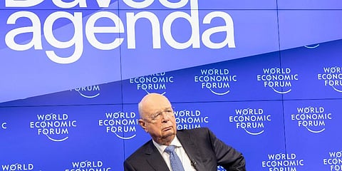German Klaus Schwab, Founder and Executive Chairman of the World Economic Forum (WEF), arrives for the opening Davos Agenda 2022, in Cologny near Geneva, Switzerland, Jan. 17, 2022. (Photo | AP)