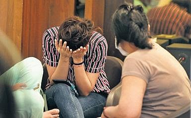 Evacuated residents after being rescued to a safe place