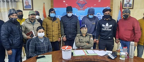 Udham Singh Nagar police with the four arrested persons on Saturday. (Photo | EPS)