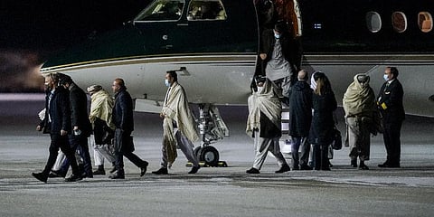 Representatives of the Taliban arrive in Gardermoen, Norway, Saturday, Jan. 22, 2022.(Photo | AP)