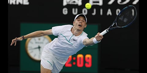 Denis Shapovalov of Canada makes a forehand return to Alexander Zverev of Germany during their fourth round match at the Australian Open.(Photo | AP)
