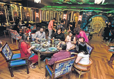 Customers dining at Bhola & Blonde during the weekend. (Photo | EPS)