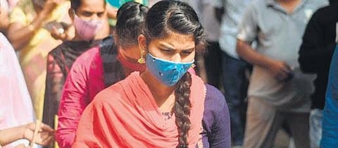 People wait in a queue to get tested in Vijayawada. (Photo | Prasant Madugula, EPS)