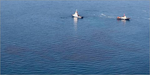 An aerial view from a navy plane shows a large oil spill off the coast of Rayong, eastern Thailand. (File photo| AP)