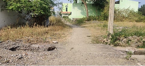 A road badly damaged in Nerkunam village in Perambalur district. (Photo | EPS)