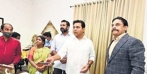 IT Minister KT Rama Rao launches the Telangana State Mineral Development Corporation website in Hyderabad on Friday