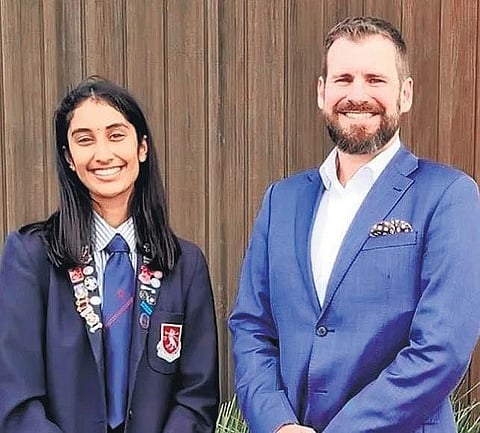 Meghana with Member of Parliament Tim van de Molen in the New Zealand Parliament (Photo | EPS)
