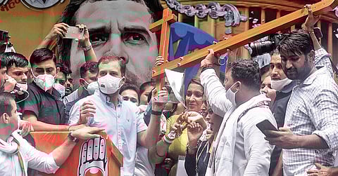 Rahul Gandhi at the ‘Parliament Gherao’ protest staged by Indian Youth Congress in New Delhi. (File photo| Parveen Negi, EPS)