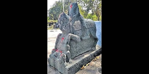 Rare sculpture of a warrior riding a horse from the post-Kakatiyan period( Photo | EPS)