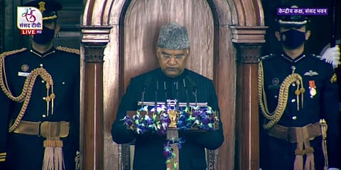 President Ram Nath Kovind addresses at the start of Union Budget session. (Photo| ANI)
