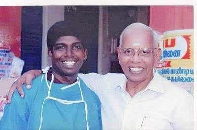 Sugumar with Tamil cinema's hit comedian Nagesh