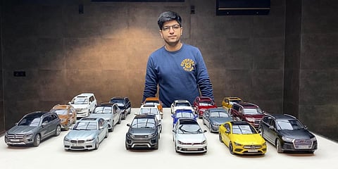 Nishchay Sharma and his miniature car collection. (Photo| EPS)