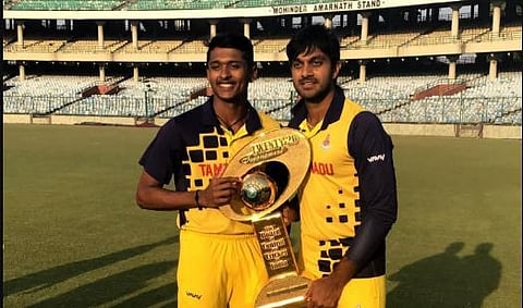 Sai Sudharsan (Left) with Vijay Shankar. (Photo | Instagram/Sai Sudharsan)