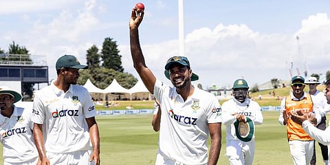 Bangladesh's Ebadot Hossain walks from the field at the end of New Zealand's second innings during their Test match at Bay Oval in Mount Maunganui, Jan 5, 2022. (Photo | AP)