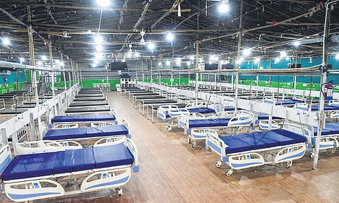 Isolation ward being set up in Patna amid the threat of an Omicron outbreak. (File  | PTI)