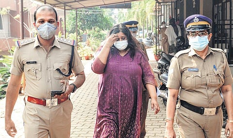 Neethu R Raj being brought to the Kottayam Government Medical College Hospital for evidence collection