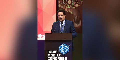 Aditya Birla Group Chairman Kumar Mangalam Birla speaks during the launch of 5G. (Photo | PTI)