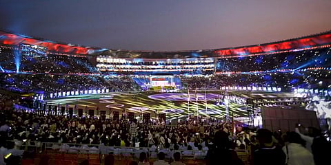 People attend the opening ceremony of 36th National Games, in Ahmedabad, Thursday, Sept. 29, 2022. (Photo | PTI)