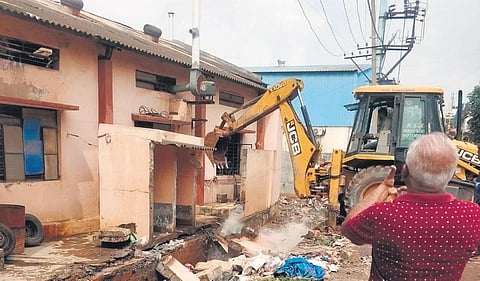 A file picture of BBMP’s demolition drive in Mahadevapura zone