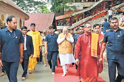 Union Home Minister Amit Shah at Kamakhya Devi Temple in Guwahati | Twitter
