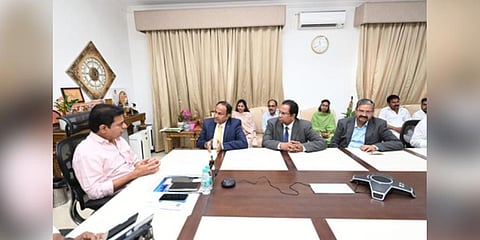 Minister KT Rama Rao speaks to IIL representatives in Hyderabad on Monday