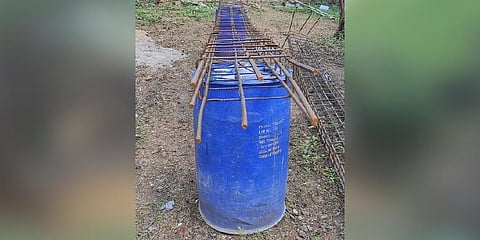 Construction work in progress on a Minorities Junior College being built at Kulsumpura Masjid in Karwan.
